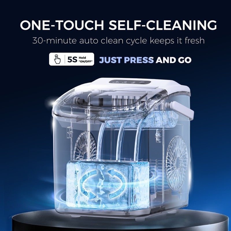 Countertop Ice Maker 9 Bullet Ice in 6Min One Button Auto Cleaning 26Lbs/24H6