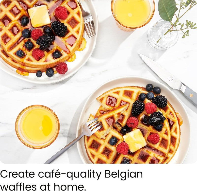 Rotating Belgian Waffle Maker 180° Flip Nonstick Timer Lock Lid SS Black1