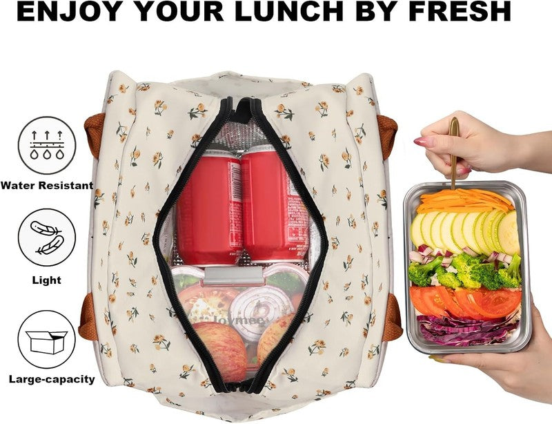 Insulated Lunch Bag for Women Men Large Reusable Cooler Tote w/ Bottle Holder2