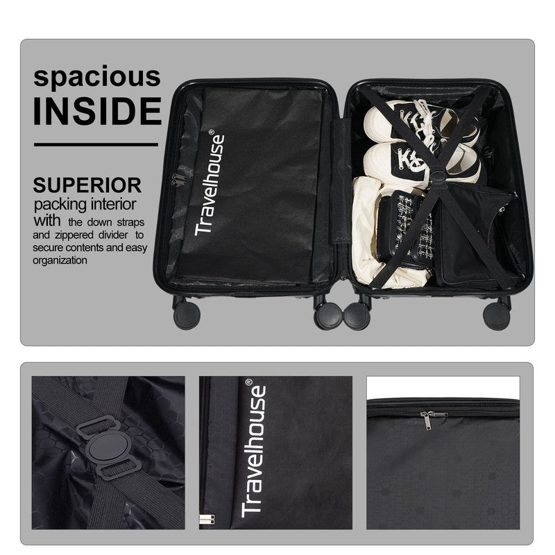 20" Underseat Hard-Sided Carry-On Luggage, Spinner Wheels, Abs,Black4