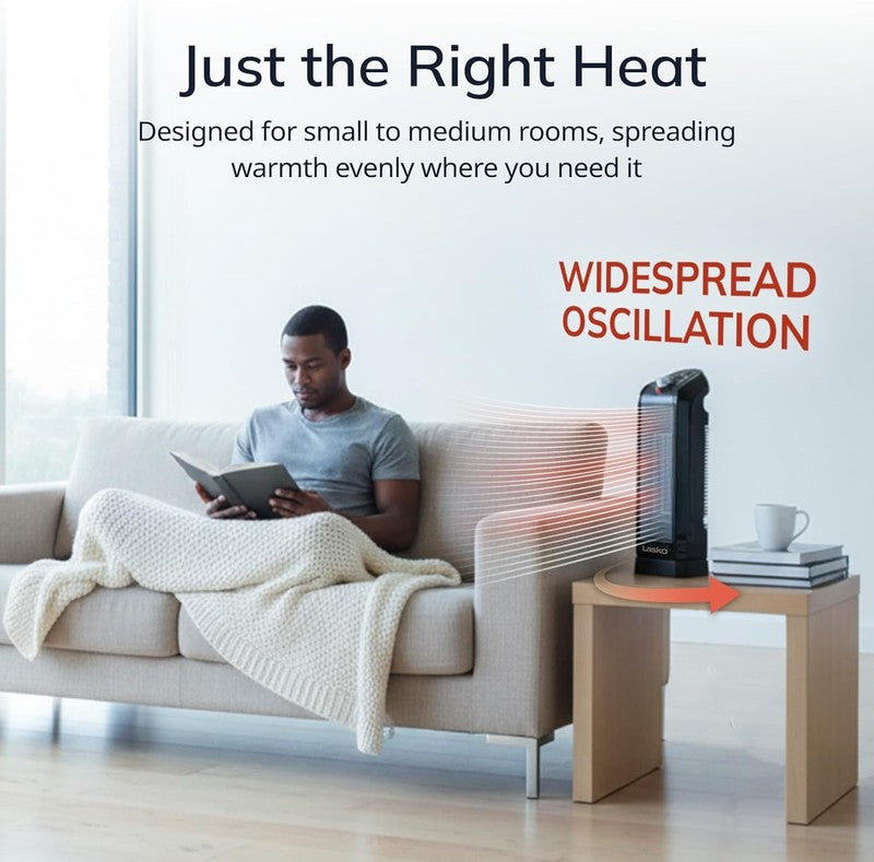 1500W Oscillating Ceramic Space Heater w/ Thermostat 3 Speeds Black2
