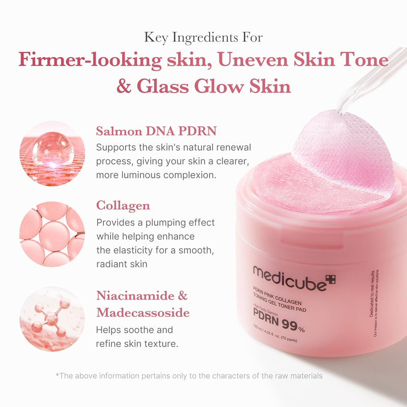 Salmon DNA PDRN Toner Pads Pink Collagen Jelly Pad Korean Skin Care 703