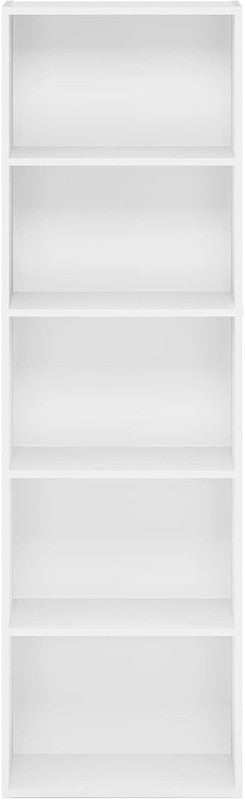 Modern 5-Tier White Bookcase for Stylish Storage and Display6
