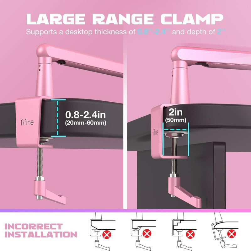 Low Profile Pink Boom Arm Mic Stand with Cable Management for Streaming Podcast5