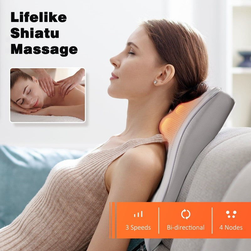 Neck & Back Massager w/ Heat, 3D Shiatsu Deep Kneading Pillow, Black10