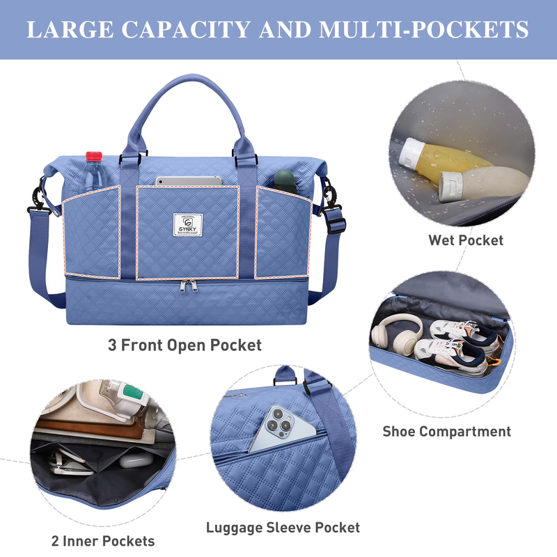 Travel Duffle Bag Weekender Bags for Women with Shoe Compartment Carry on Overni7