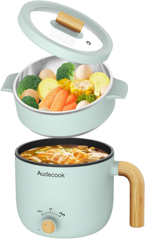 1.5L Electric Hot Pot Steamer Nonstick Noodle Cooker Dual Power Control Green9