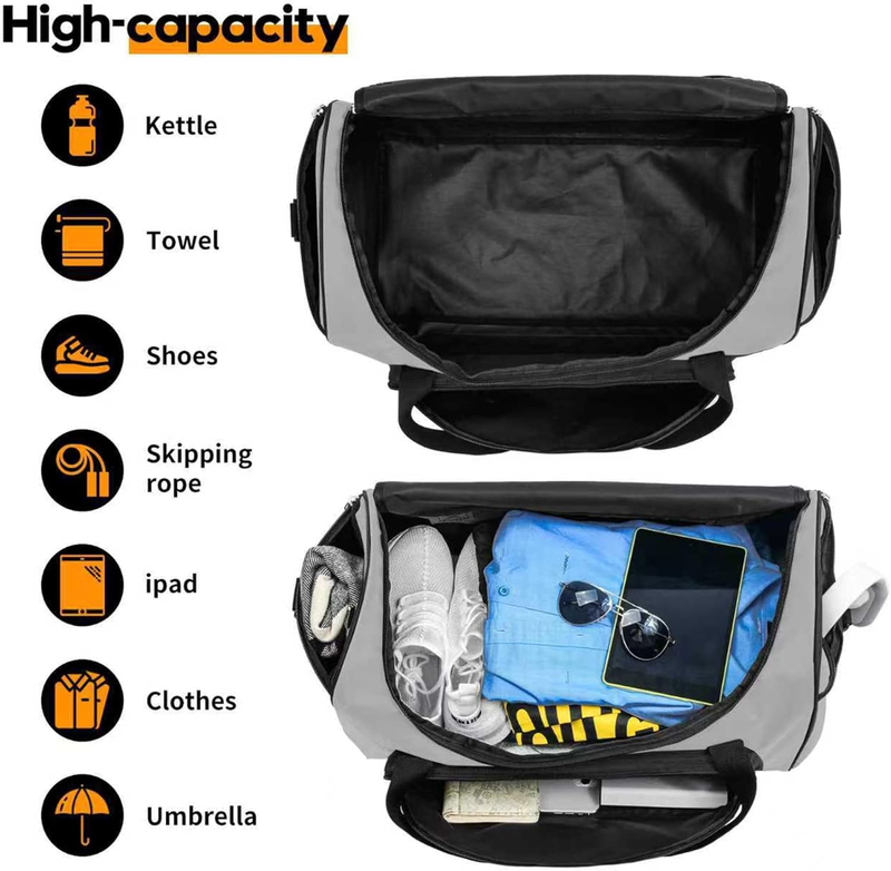 Men’s 50L Heavy Duty Duffle Bag Gym Workout Travel Gear Gray Bag3