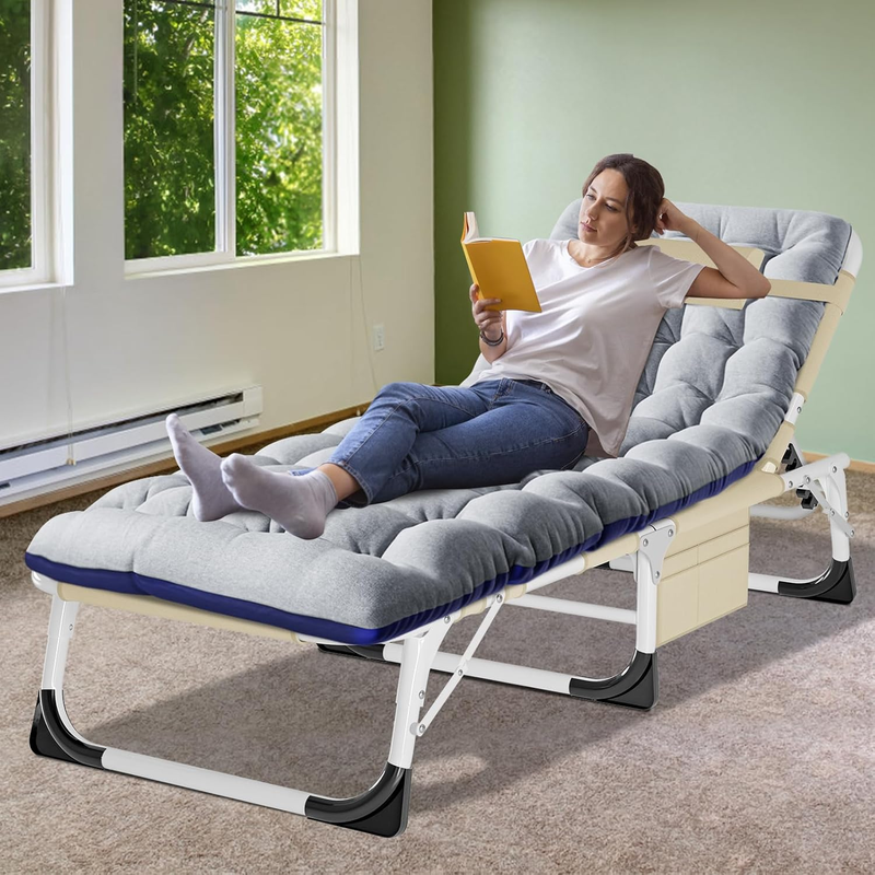 Camping Cot Extra Wide Heavy Duty 1200D Oxford Folding Bed w/ Mat Portable Sleep1