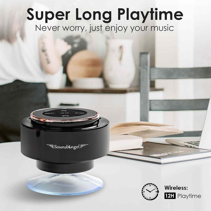 Soundangel Mate Shower Speaker, IPX7, Deep Bass, 12H Play, Mic, Rose Gold Gift4