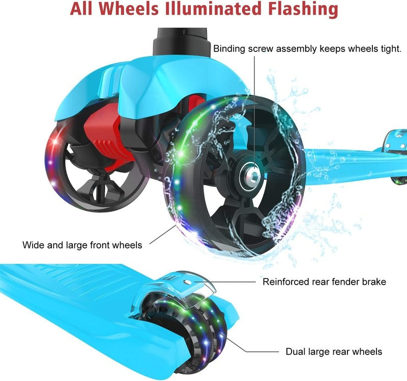 Kick Scooter B02 Lean 'N Glide Wide PU Light Up Wheels 4 Heights Aqua Blue2