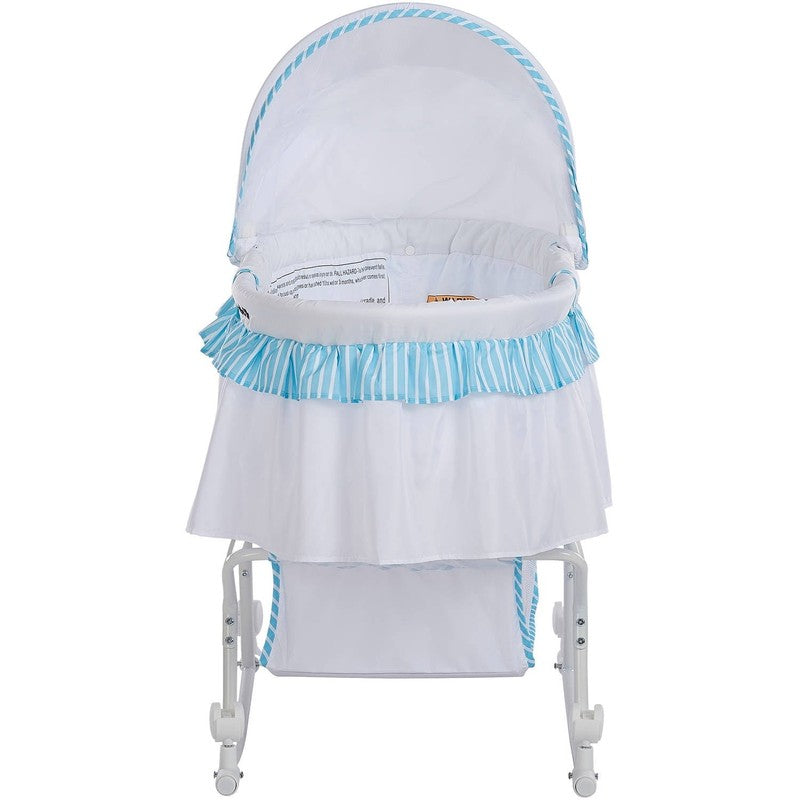 Lacy 2 in 1 Portable Baby Bassinet & Cradle Blue White Lightweight Design4