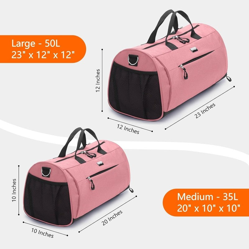 Gym Bag Unisex Duffel Shoe Compartment Wet Pocket Travel Sports Pink M3