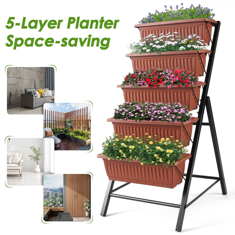 5-Tier Vertical Raised Garden Bed Planter – Freestanding Herb & Flower Box7