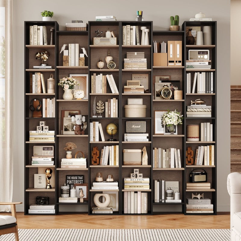21-Cube Bookcase, 71’’ Tall Wooden Bookshelves with Adjustable Shelves, Triple W2