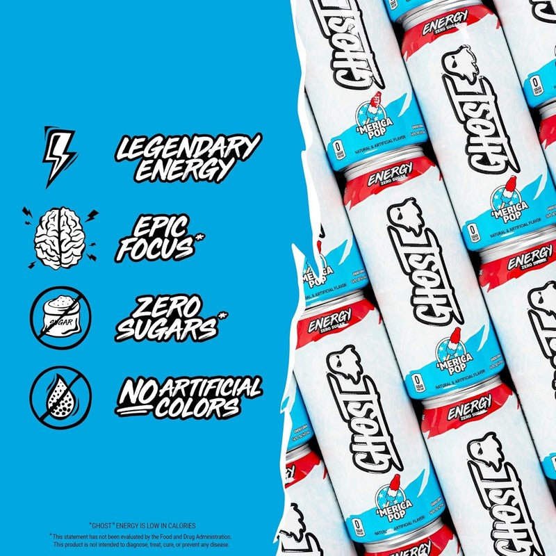Merica Pop Energy Drink 12 Pack   200mg Natural Caffeine, Vegan & Gluten Free3