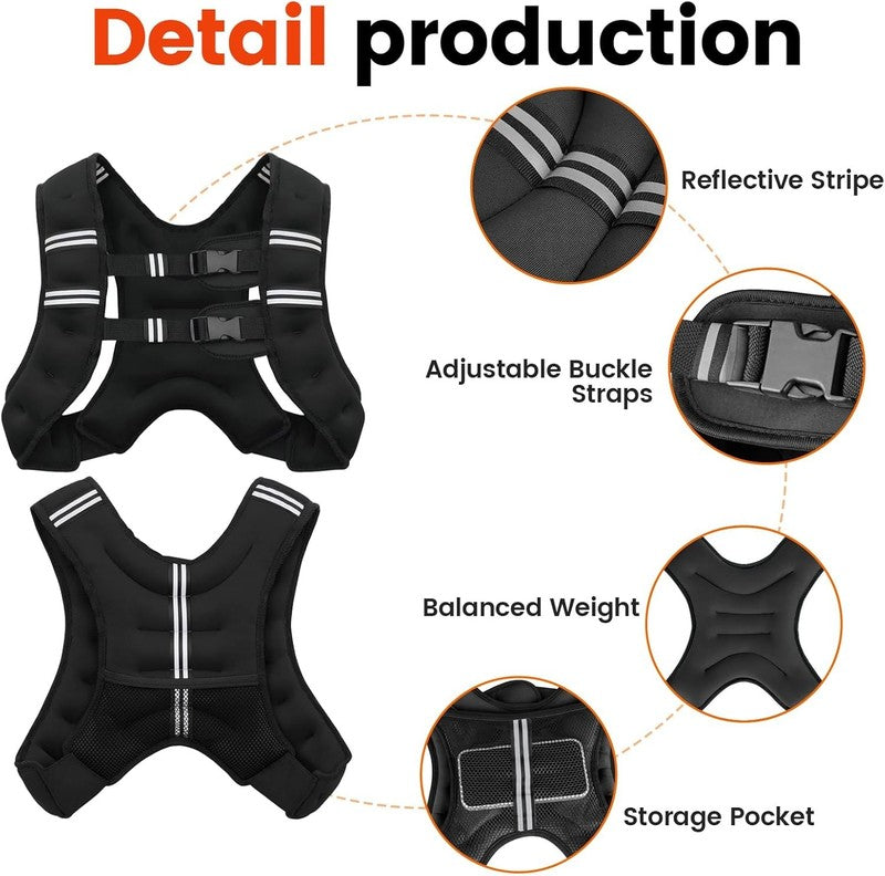 Weighted Vest 12Lb Adjustable Reflective Stripe Strength Training Workout6