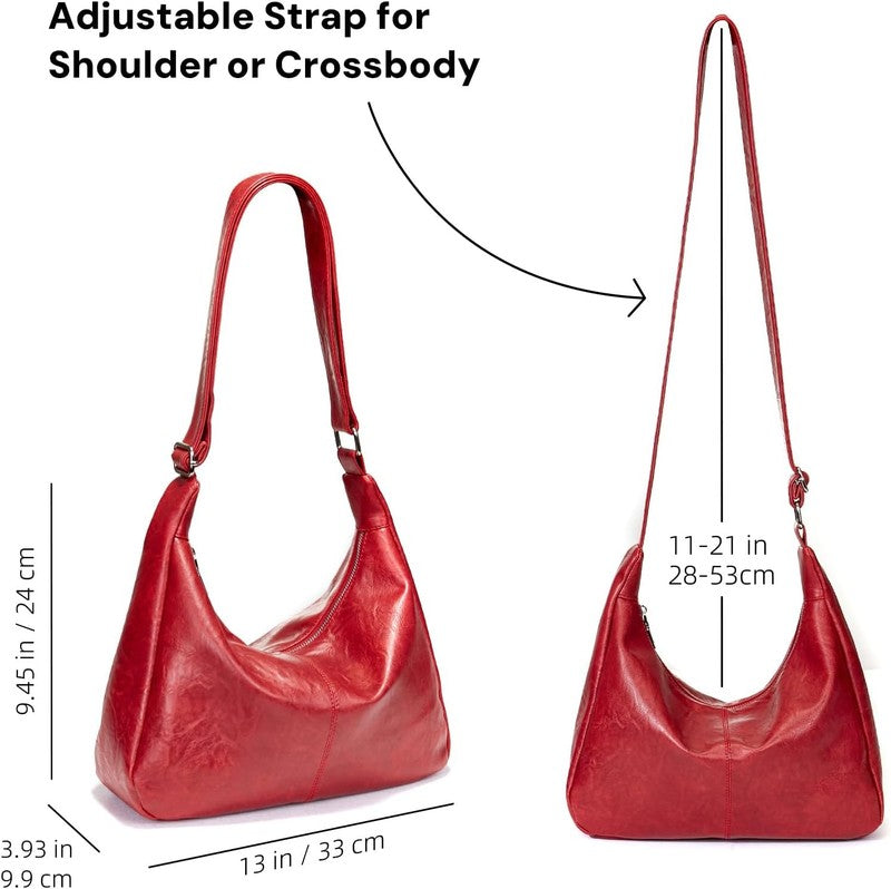 Hobo Bags for Women Vegan Leather Soft Foldable Shoulder Slouchy Tote Purse6