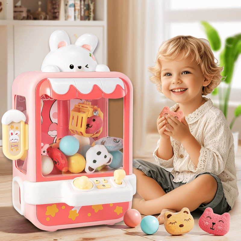 Claw Machine with Stuffed Toys,Kids Mini Vending with Music&Game Coins,Prize Dis1