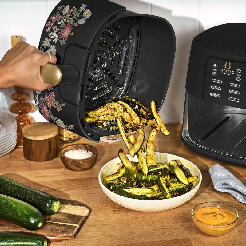 6 Qt Air Fryer w/ Turbocrisp Technology Evergood Ceramic Nonstick Black Flower7