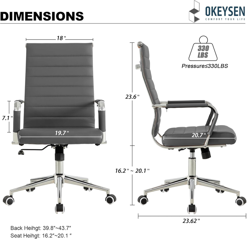 Modern Grey Executive Office Chair Height Adjustable Swivel2