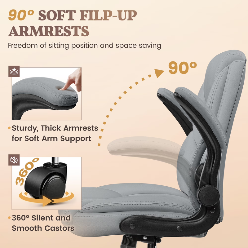 Ergonomic Leather Computer Office Chair 400LB Capacity Gray4