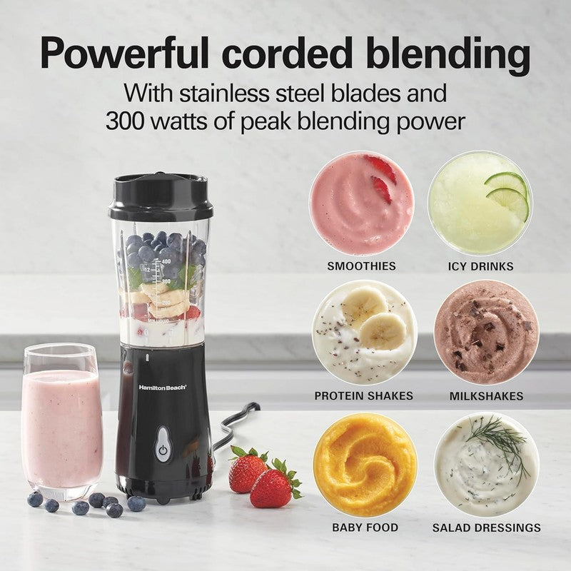 Portable Blender 14Oz BPA Free Cup & Lid, Stainless Steel Blades, Black 51101AG2