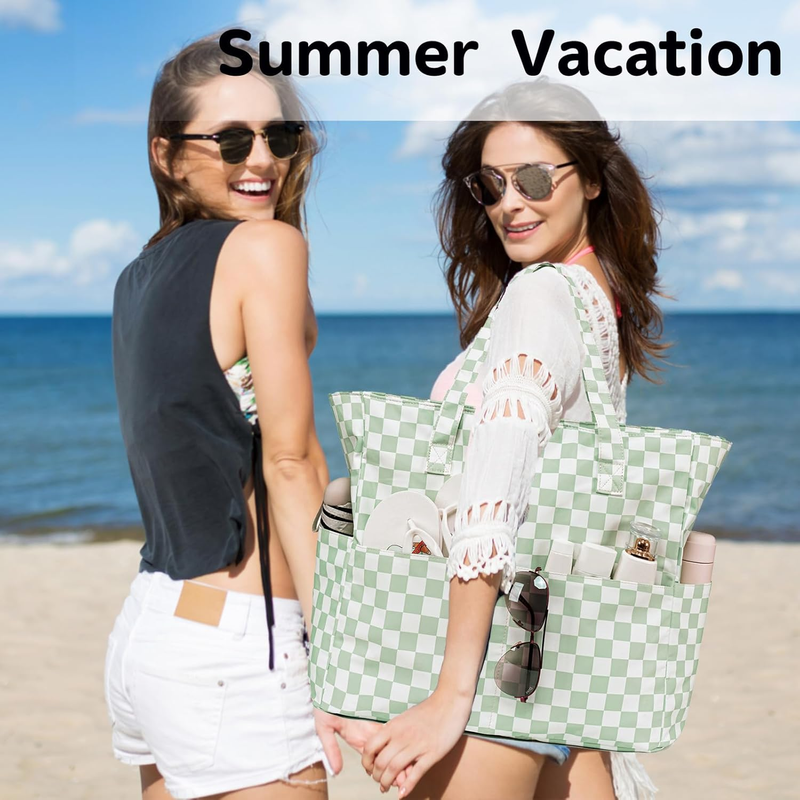 Waterproof Beach Bag Large Women Sandproof Tote Zipper Wet Pocket Travel3