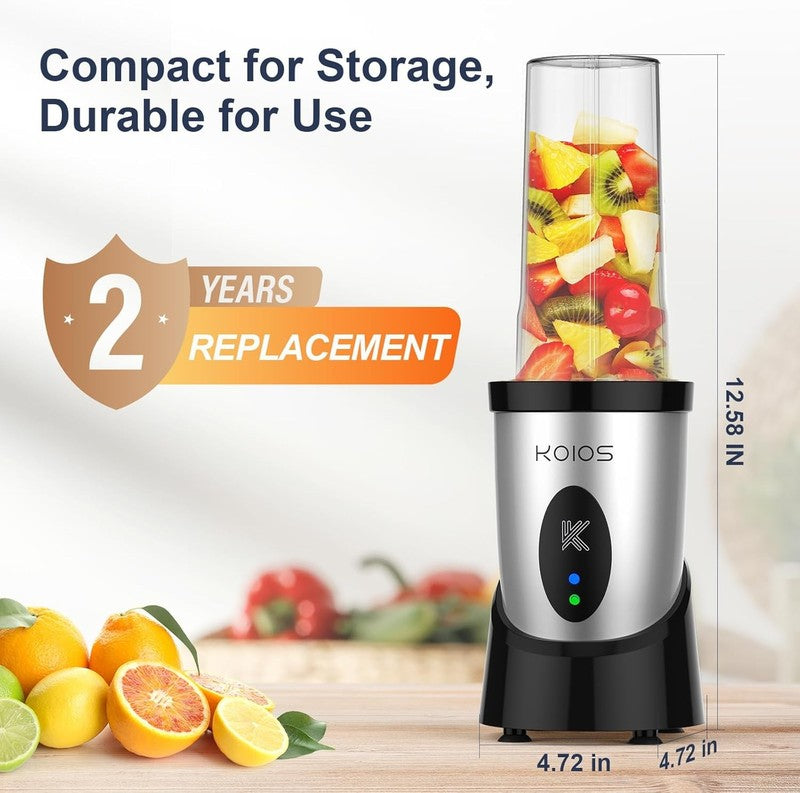 900W Personal Smoothie Blender w/ 2x22Oz Cups Single Serve Mixer Silver5