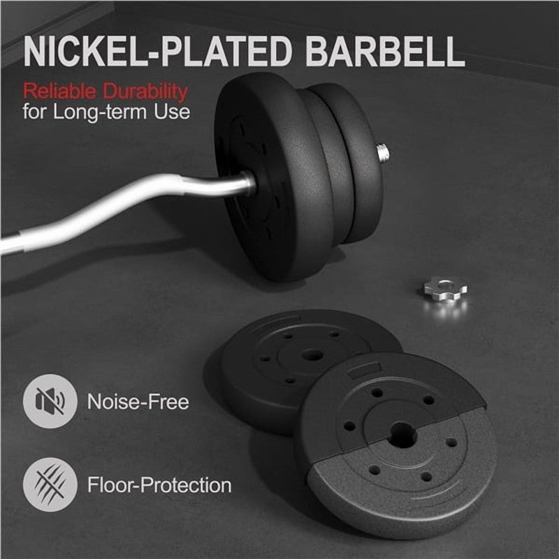 55 Lb Olympic Barbell Weight Set for Gym Lifting Exercise Workout, Black4