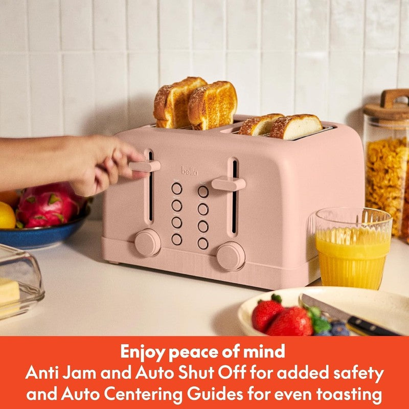 4 Slice Toaster 900W 6 Shade Reheat Cancel Anti Jam Auto Shut Off Tray Blossom5