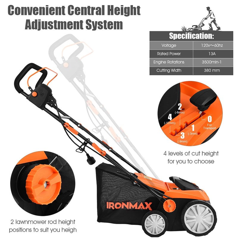 Ironmax 15" Electric Lawn Dethatcher – 13Amp Corded Scarifier with 50L Collectio4