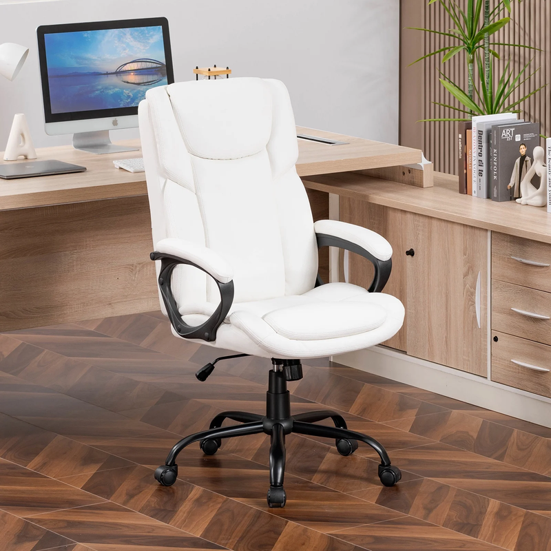 Executive Ergonomic High Back Leather Home Office Desk Chair, White1