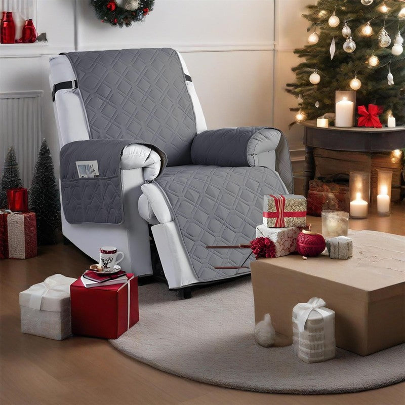 Waterproof Recliner Chair Cover Dark Gray 28" 5-Layer Anti-Slip with Side Pocket6