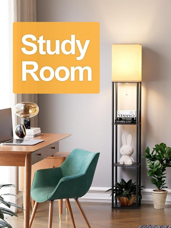 Floor Lamp with Shelves for Living Room, Shelf Floor Lamp with 3 CCT LED Bulb, C6