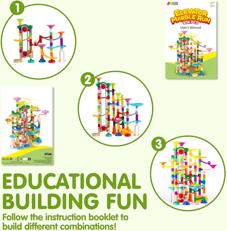 236Pcs Glowing Marble Run w Motor Elevator STEM Building Blocks Toy4