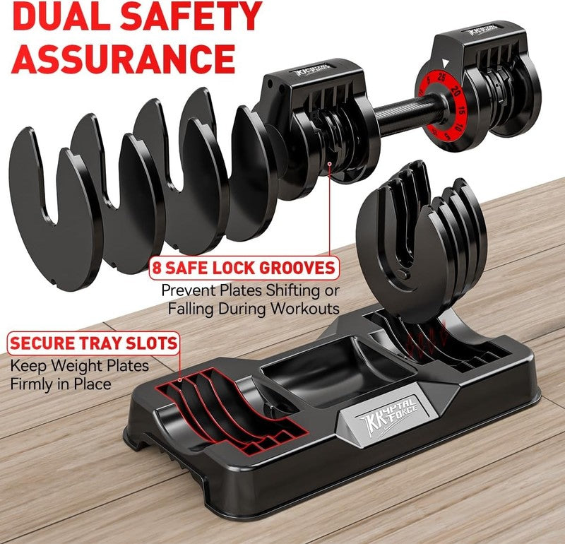 25/55lb Adjustable Dumbbells Set Anti-Slip Metal Handle Full Body Workout4
