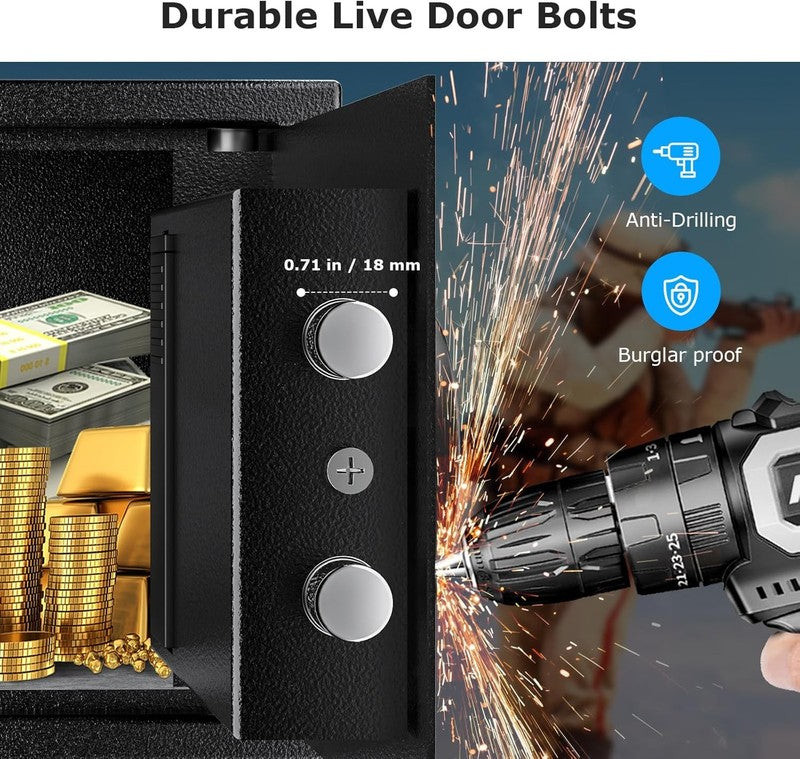 Compact Steel Safe with Electronic Keypad for Cash and Jewelry Storage1