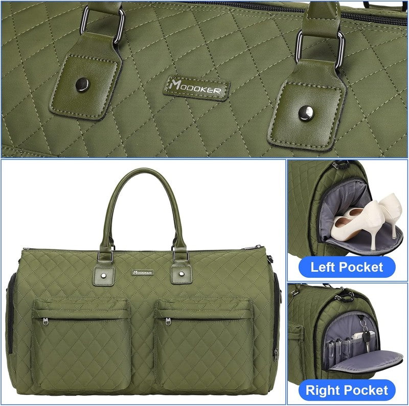 Womens 2in1 Garment Duffle Bag Green Waterproof Hanging Suit Travel Carry3