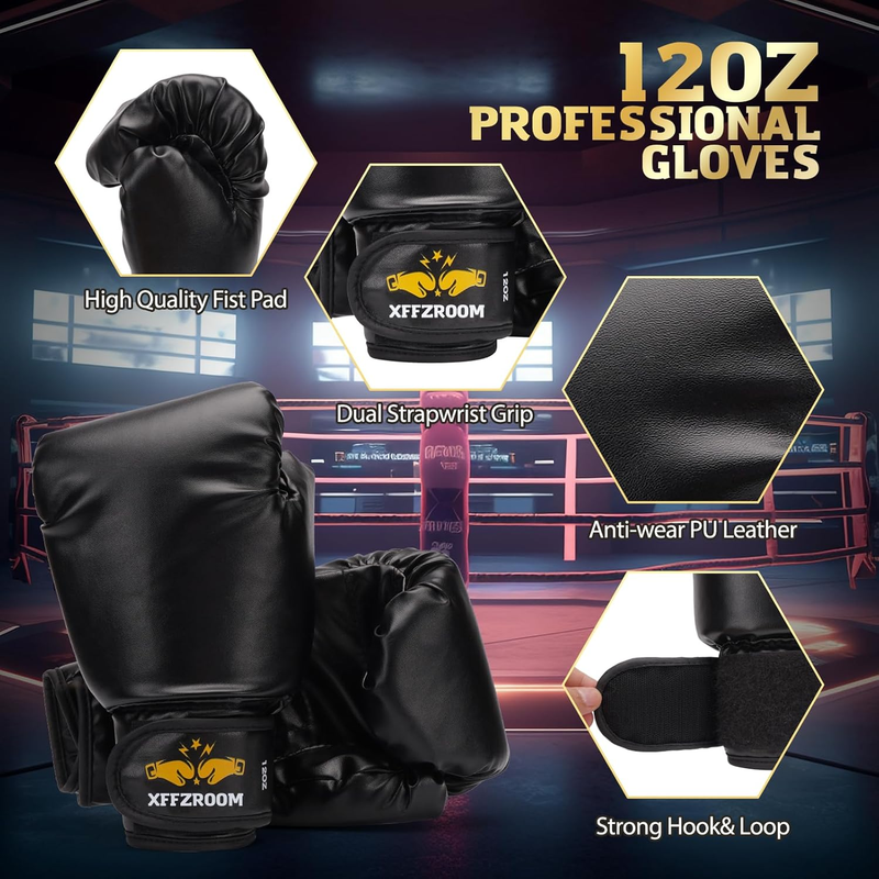 Punching Bag for Adults, 4Ft PU Leather 6 in 1 Heavy Boxing Bag Set, Punching Ba3