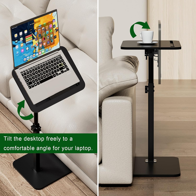 C Table Sofa Side Tray Black Swivel Adjustable Height Laptop Desk Tablet Holder6