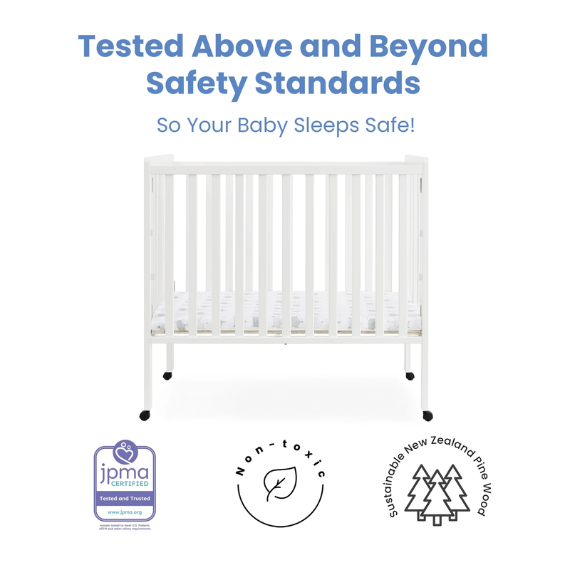 Lee Portable Folding Mini Crib with 1.5 Inch Mattress Greenguard Gold Certified5