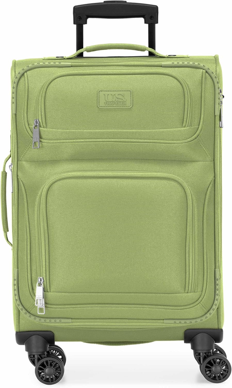 Lightweight Softside Carry On Suitcase 4 Wheel Spinner Luggage Light Green2