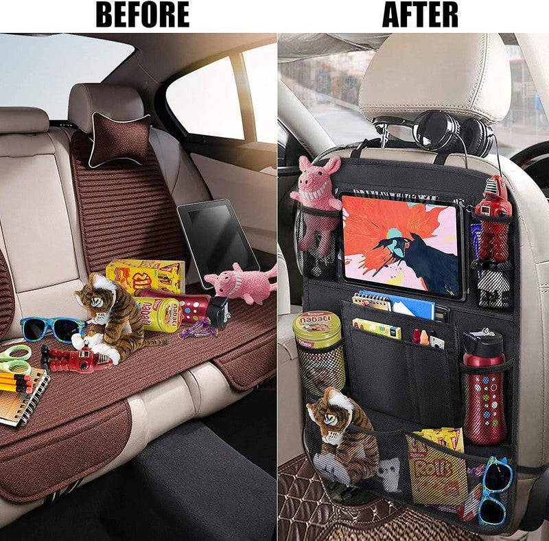 Car Backseat Organizer with 10" Table Holder, 9 Storage Pockets Seat Back Protec2