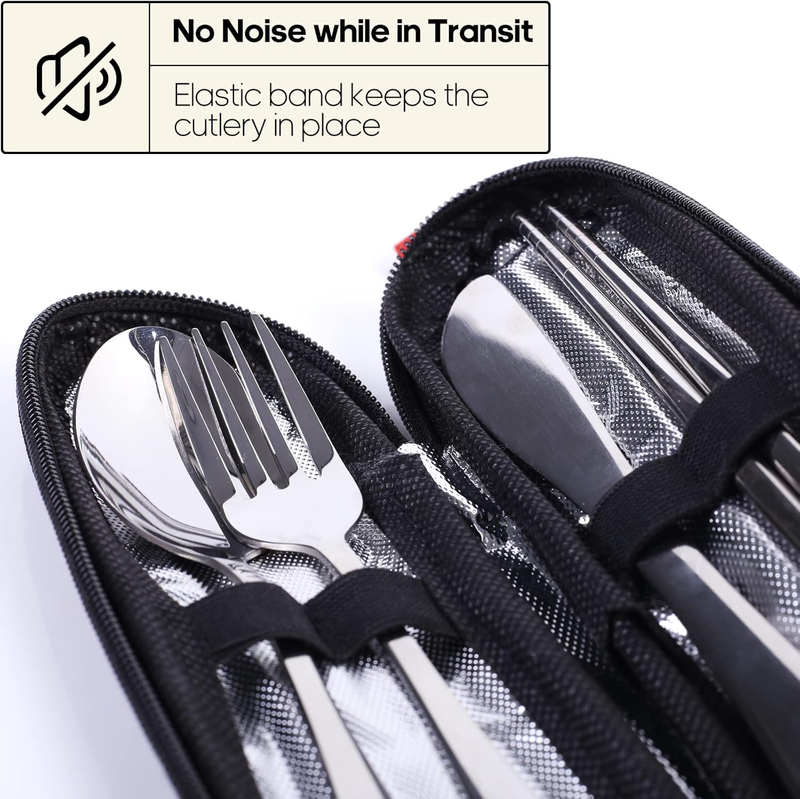 Reusable Travel Cutlery Set with Case Fork Spoon Stainless Steel Camping Kit2