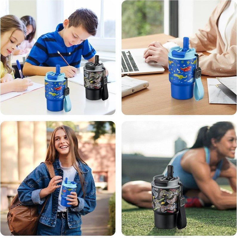 13.5Oz Kids Insulated Tumbler 2 Pack, Stainless Steel Leak Proof Water Bottles6