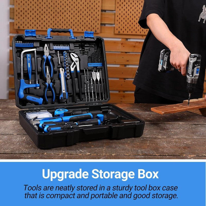 20V Cordless Drill Tool Kit Blue Home Repair Electric Drill Driver Case5