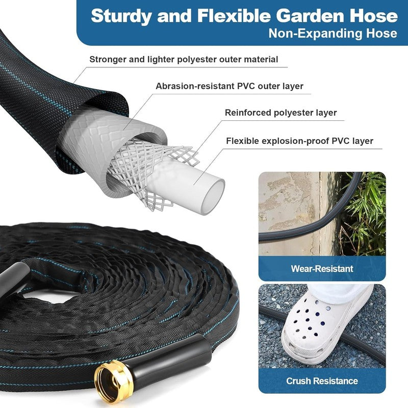 Garden Hose 50Ft Lightweight, Non-Expanding, Leak-Proof Metal Connector, No-Knot2