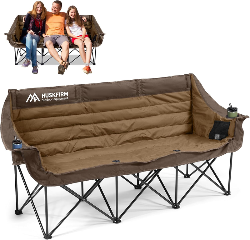 3 Person Folding Camping Chair Oversized Double Loveseat w/ Cup Holders7
