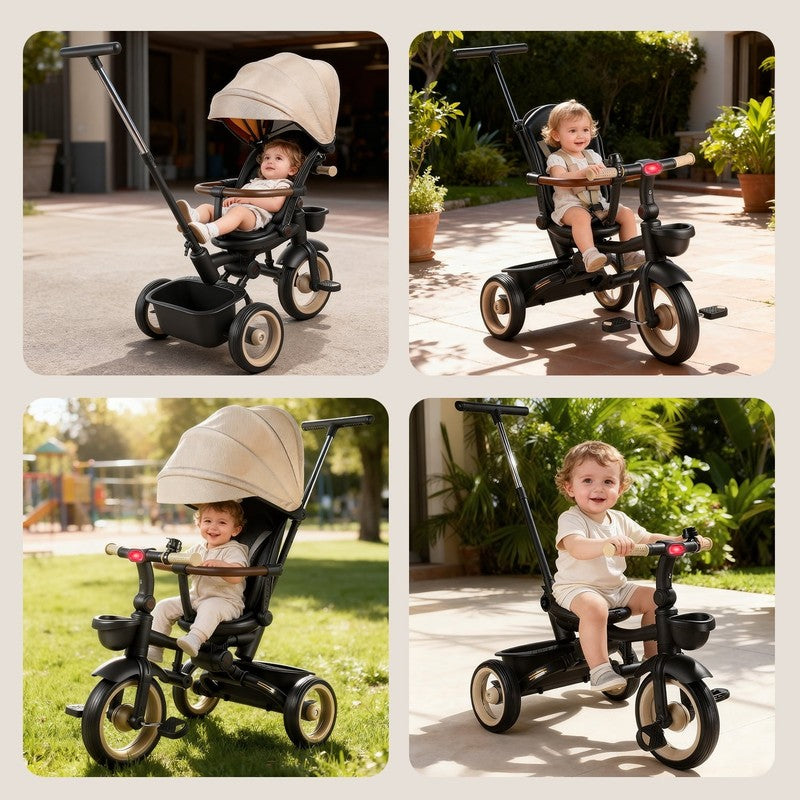 7 in 1 Foldable Tricycle Stroller for Toddler, Baby Tricycle with Adjustable Can3